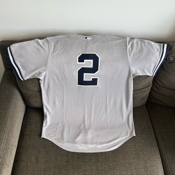 Nike Authentic New York Yankees Derek Jeter #2 Gray MLB Jersey Men’s Sz: Large - Picture 1 of 8